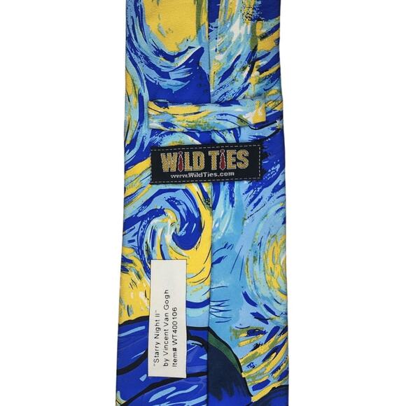 Vintage Wild Ties Mens Necktie All Silk Vincent Van Gogh Starry Night 2 Rare HTF - Picture 4 of 6